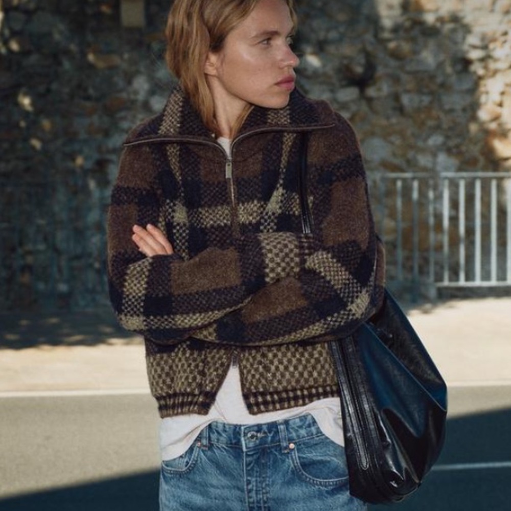 Zara checkered bomber new